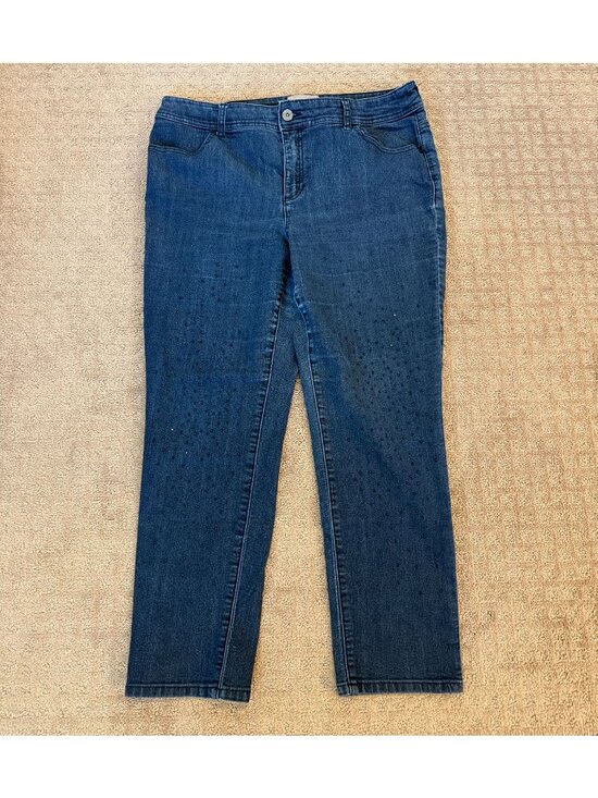 Chico's Denim - Chico's Womens Jeans Rhinestone Sz 10 Blue Pockets Skinny Ankle